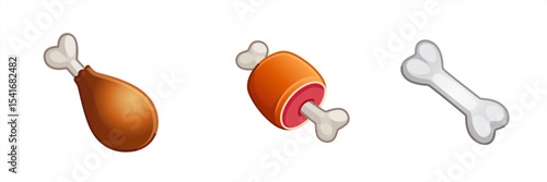 Fried chicken leg, meat on the bone, bone, flat vector illustration logo icon clipart, vector 10 eps.