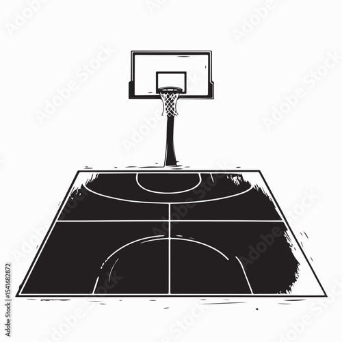 Basketball Court Front View Vector Image Isolated on white Background.