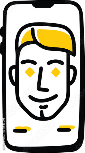 Smart Mobile icon with Funny vector cartoon illustration icon of a person with bottles of milk, water, and cheese