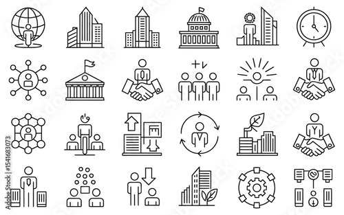 "30 Business & Corporate Line Icons – Vector Collection with Editable Strokes"


