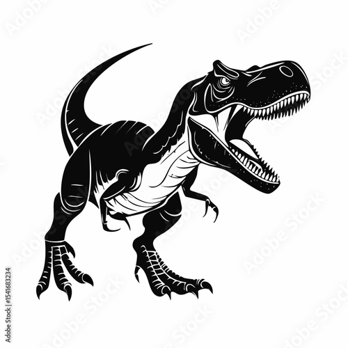 Fierce Tyrannosaurs Rex Dinosaur Roaring Image Vector on white background.