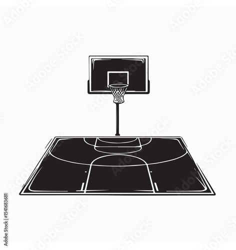 Basketball Court Front View Vector Image Isolated on white Background.