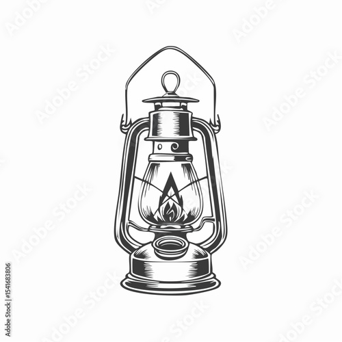 Antique Oil Lamp Lantern Image Vector Isolated on white background.