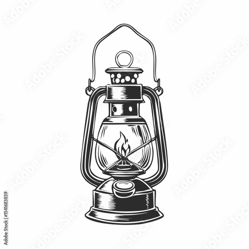 Antique Oil Lamp Lantern Image Vector Isolated on white background.
