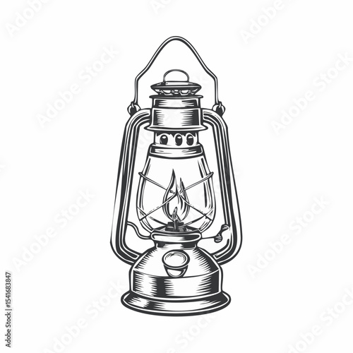 Antique Oil Lamp Lantern Image Vector Isolated on white background.