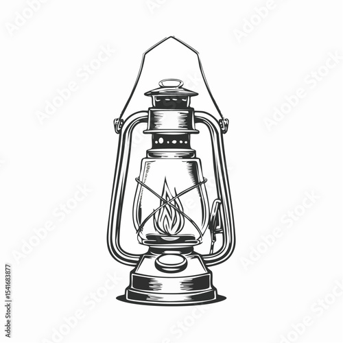 Antique Oil Lamp Lantern Image Vector Isolated on white background.