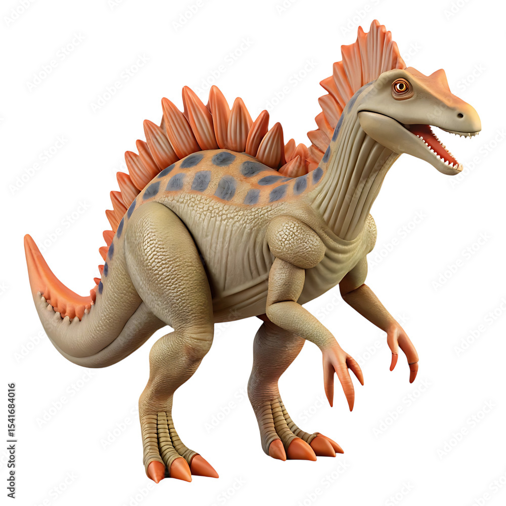 Fototapeta premium Cartoon spinosaurus dinosaur isolated on transparent background