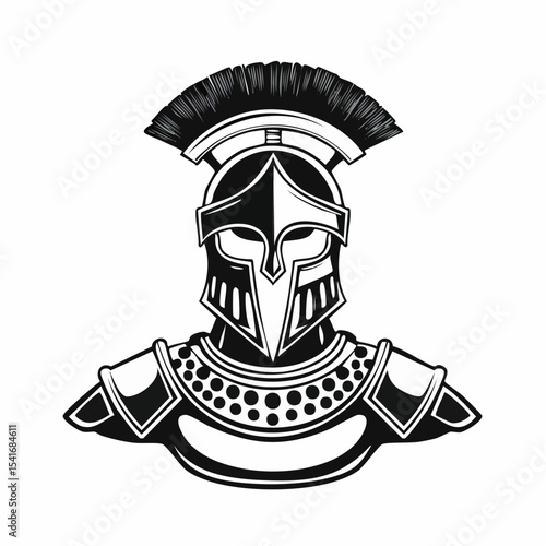Vintage Gladiator Vector Art Design Stock Vector on white background.