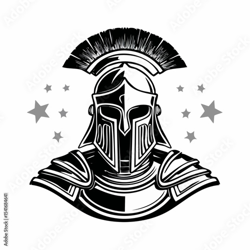 Vintage Gladiator Vector Art Design Stock Vector on white background.