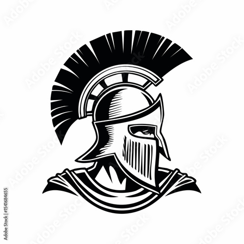 Vintage Gladiator Vector Art Design Stock Vector on white background.