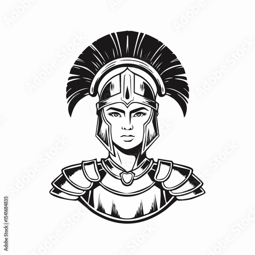 Vintage Gladiator Vector Art Design Stock Vector on white background.