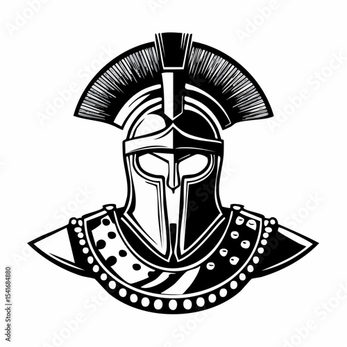 Vintage Gladiator Vector Art Design Stock Vector on white background.