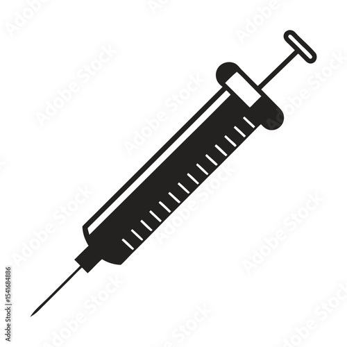 A hypodermic syringe with a drop on the needle, isolated on white, used for medical injection and vaccination treatment vector art 