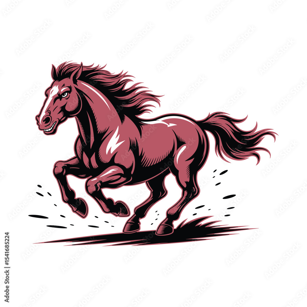 Running Horse Illustration – Wild Stallion with Dynamic Pose and Motion Lines. Running Horse Illustration – Wild Stallion with Dynamic Pose and Motion Lines.