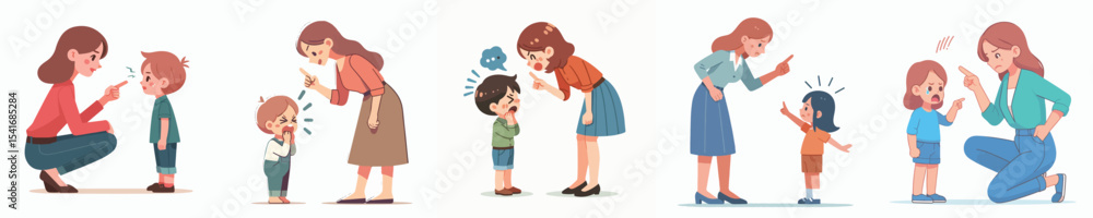 vector character woman scolding little child vector character woman scolding little child