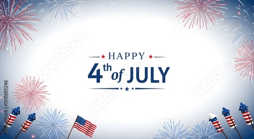 Happy 4th of July Fireworks Background Image