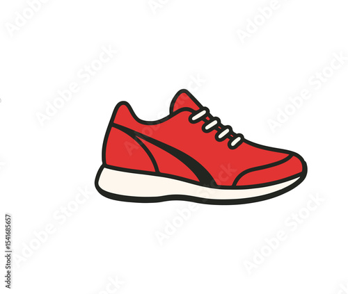 Red Running Sneaker Clipart – Sporty Athletic Shoe Illustration

