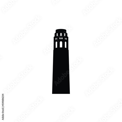 Black Silhouette Vector Coit Tower San Francisco Icon