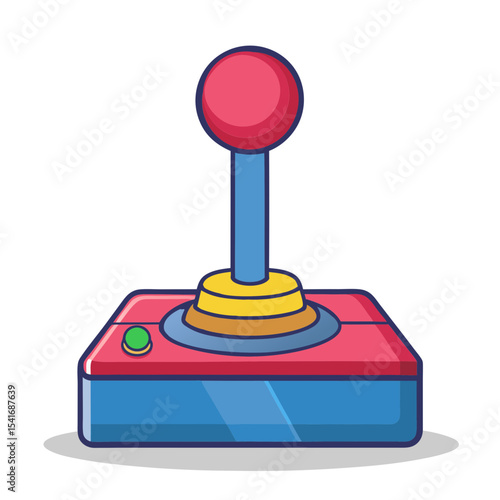 Cute cartoon game joystick illustration with retro vibrant colors and outlines