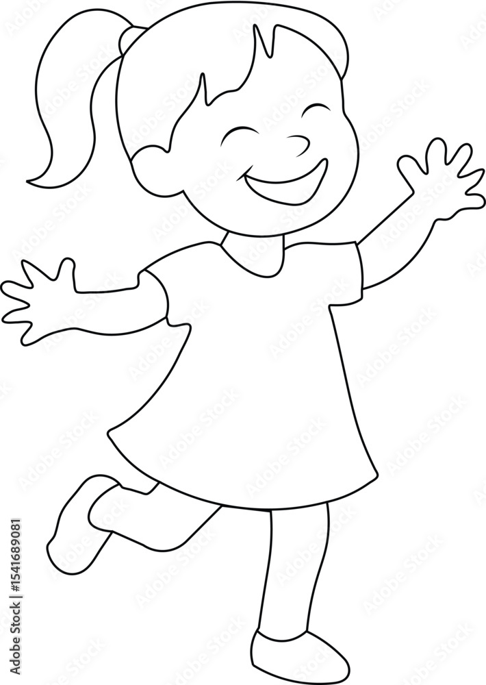 Cute smiling little girl in a white dress illustration Cute smiling little girl in a white dress illustration