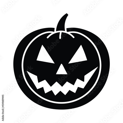 Jack O Lantern Round With Carved Face Outline Vector Illustration