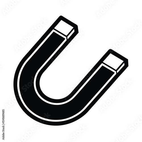 Magnet U Shape With Poles Outline Vector Illustration