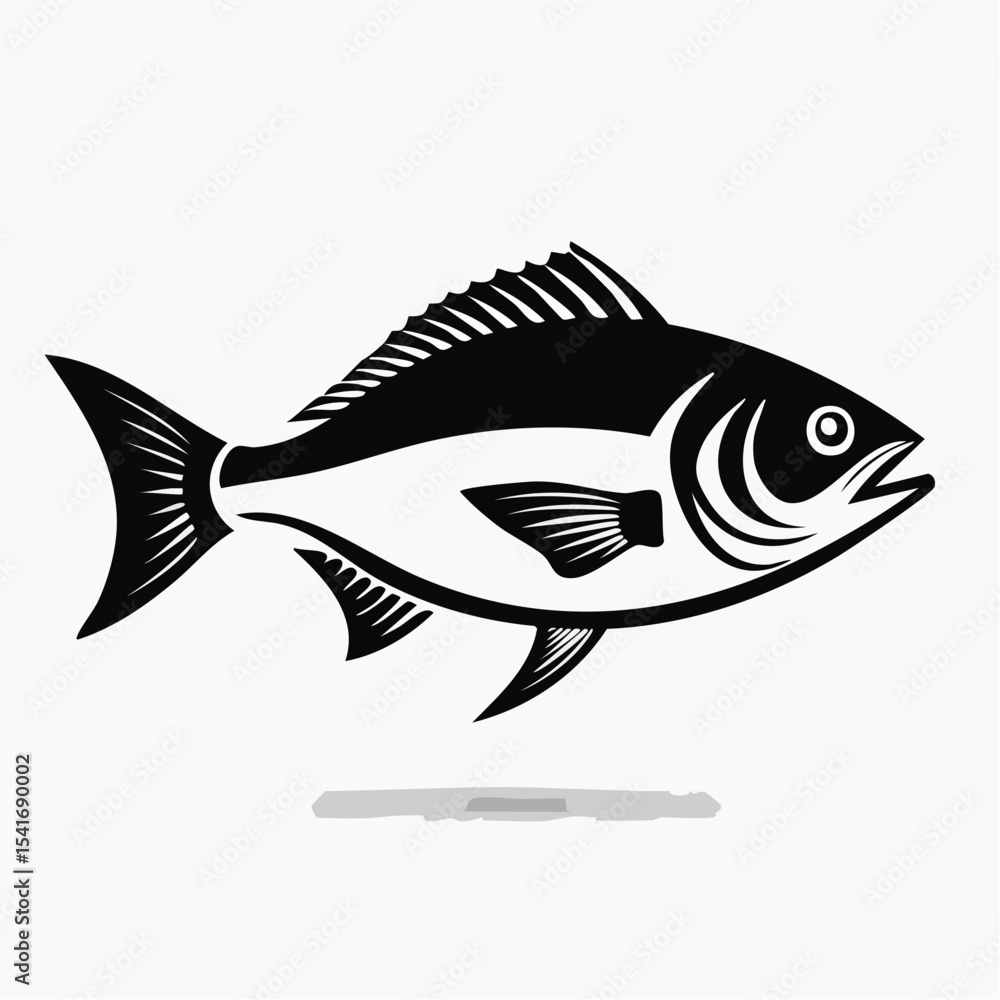 Fototapeta premium Simple Fish Vector Images. A stunning black and white Fish vector illustration