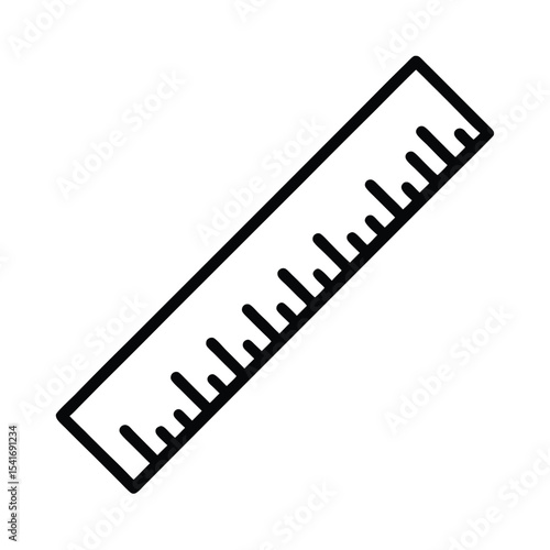 Ruler Straight With Marked Lines Outline Vector Illustration