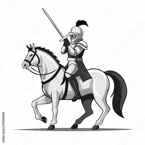 Knights on horseback fight Image vector isolated on white background.