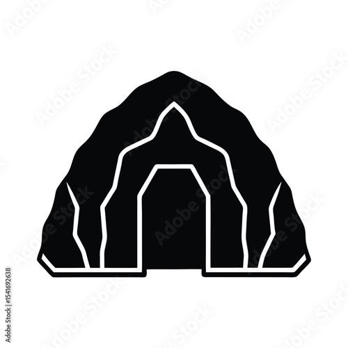 Simple Cave Entrance Arched Opening Outline Vector Illustration