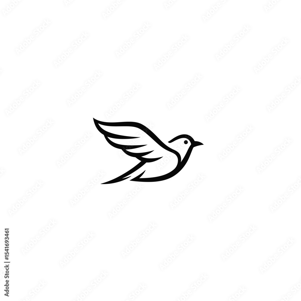 Obraz premium Black Bird Silhouette Vector Logo Icon White Background 1