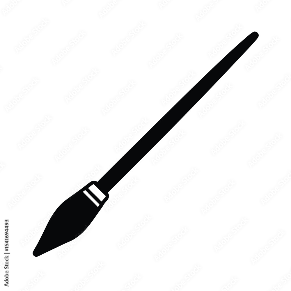 Simple Paintbrush Pointed Tip And Handle Outline Vector Illustration
