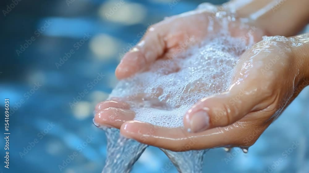 custom made wallpaper toronto digitalHands collecting refreshing water with soap suds in outdoor setting