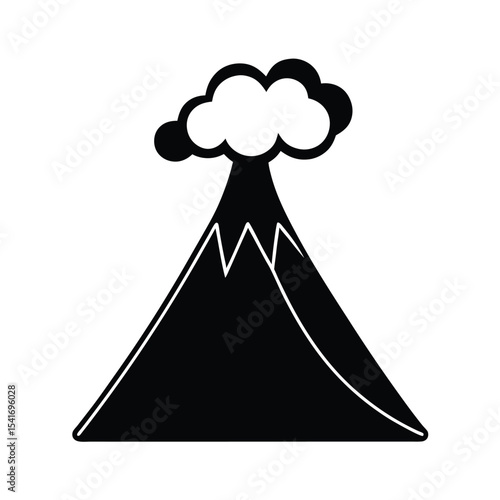 Simple Volcano Cone Shape And Lava Outline Vector Illustration