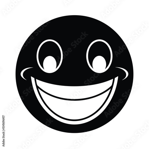 Smiling Face Round Head Two Eyes And Smile Outline Vector Illustration