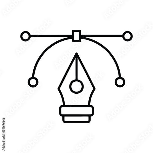 Pen Tool Arrow Icon Line Art Vector Illustration on White Background.