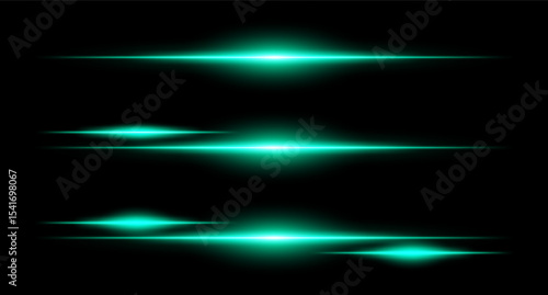 Horizontal glowing beams in layered layout with smooth edges and intensity gradients, ideal for interface design or sci-fi visuals.