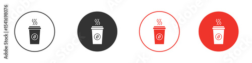 Hot coffee cup icon Logos. Flat Vector Icon Design Template
