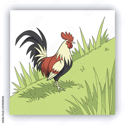 A mature, gray and white turkey hen is centered in a nest of straw. She is brooding over three eggs, with two small, light yellow chicks visible near the eggs. The turkey is positioned in a slightly c