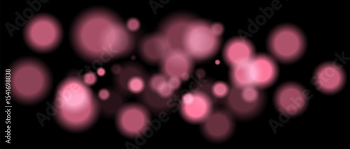 Red blurred bokeh particles with varying size and opacity on black background. Abstract design element for festive or sci-fi scenes.