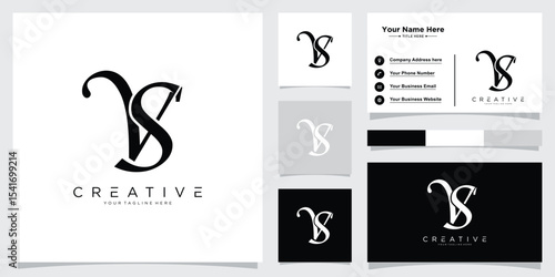 Initial VS Logo Design Vector template with business card