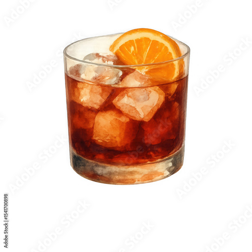 Wallpaper Mural Negroni cocktail with orange slice isolated on transparent background Torontodigital.ca