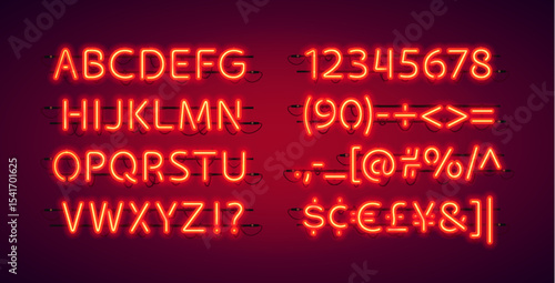 Glowing Red Neon Font. Perfect for poster design, nightlife advertising, music covers, and vintage-inspired branding.
