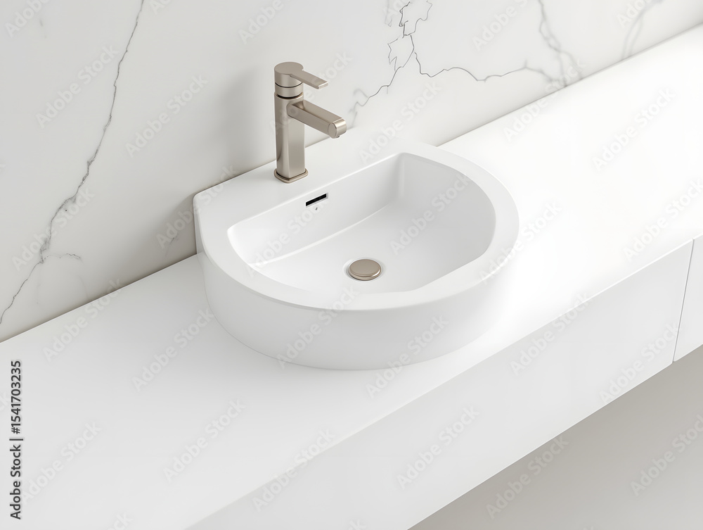 Fototapeta premium Modern bathroom interior detail, modern apartment washbasin bathroom concept scene illustration