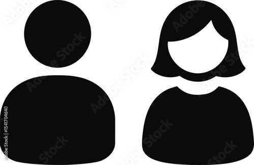Male and Female User Icons Simple, Flat Design for Websites and Apps