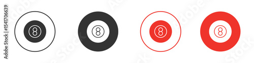 Pool 8 ball icon Logos. Flat Vector Icon Design Template