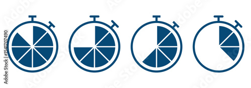 Stopwatch timer icon set, Timer, clock, and stopwatch symbol. Set of timers. Countdown 15, 20, 25, 30, 35, 40, 45 minutes. Simple and Stylish A Set of Clean. Timer Icons, clock and  time management.