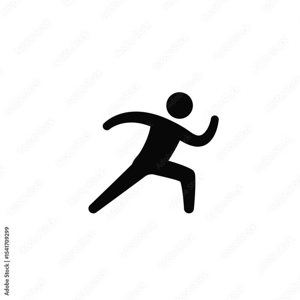 Black Silhouette Running Person Vector Icon White Background Black Silhouette Running Person Vector Icon White Background