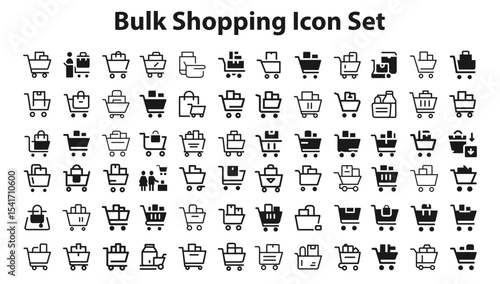bulk shopping Icon Set. editable stroke vector graphic elements, Essential brand presence toolkit stock illustration