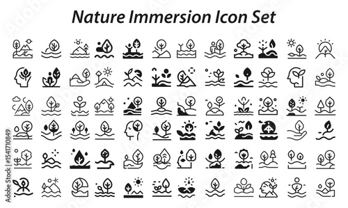 nature immersion Icon Set Vector. Editable stroke vector graphic elements, Essential brand presence toolkit stock illustration